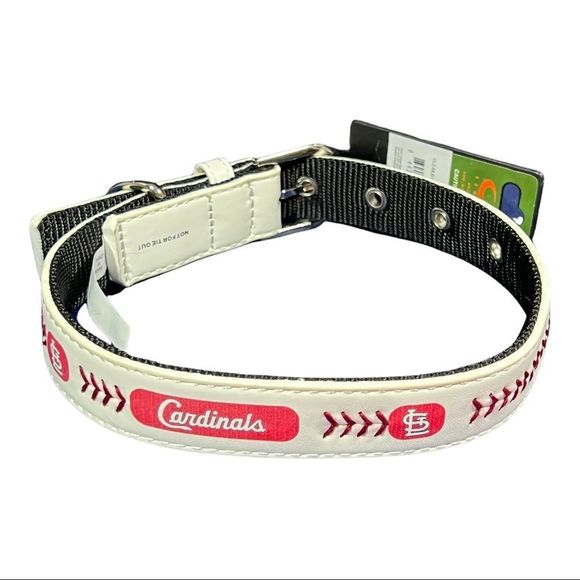 St Louis Cardinals leather stitched dog collar - size medium
